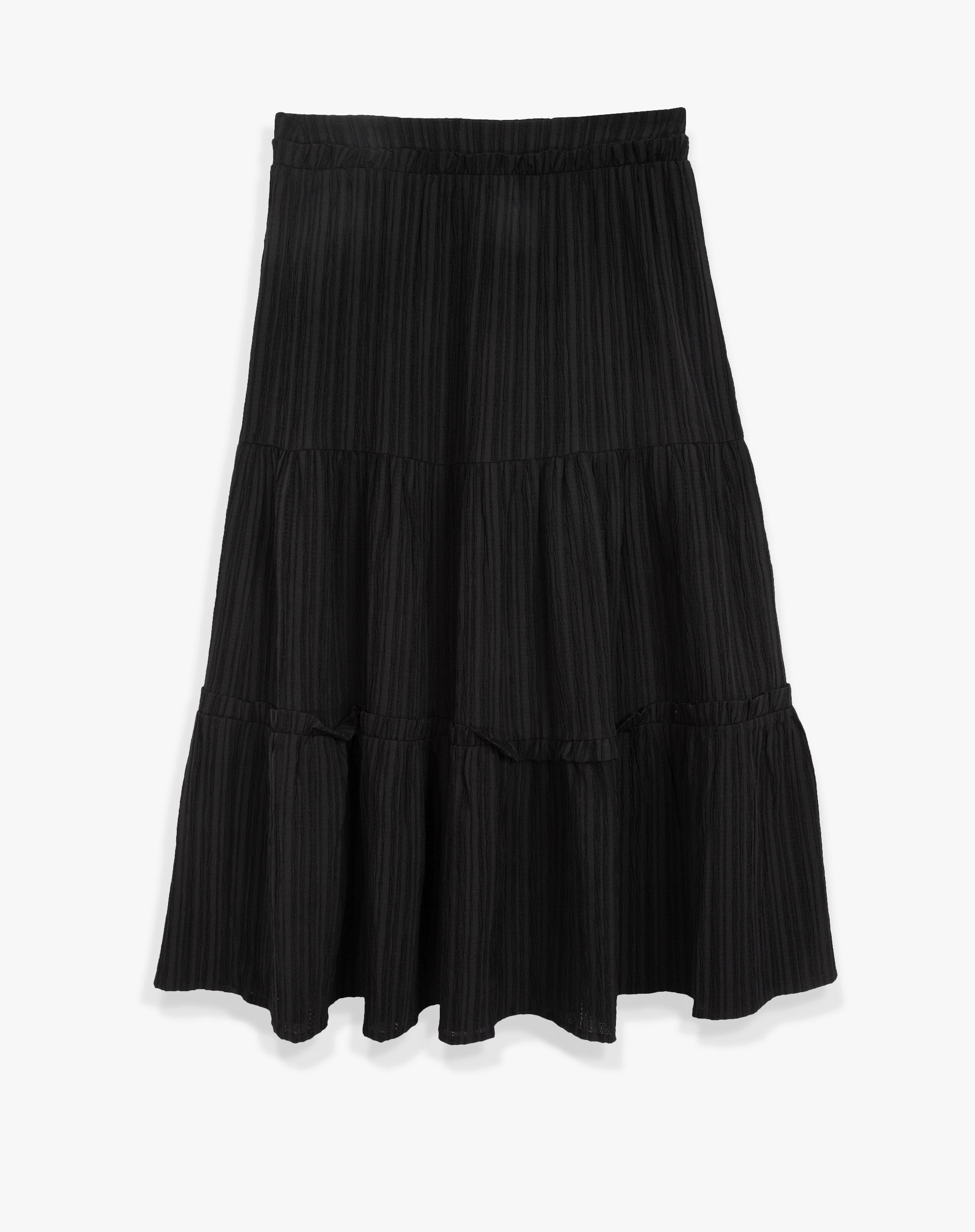 Saia Midi com Marias Texturizada - Preto