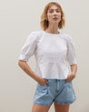 Blusa de Laise com Barra Peplum  - Off-white