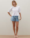 Blusa de Laise com Barra Peplum  - Off-white