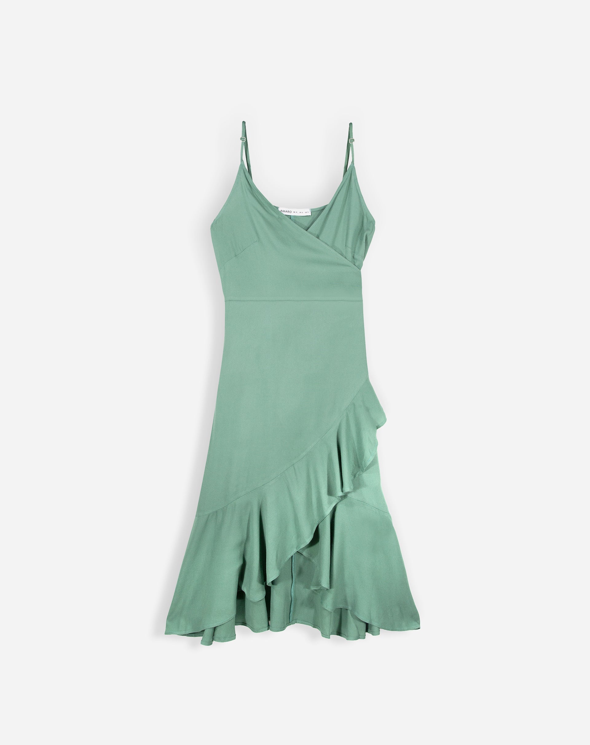 Vestido Midi Transpassado com Babado  - Verde