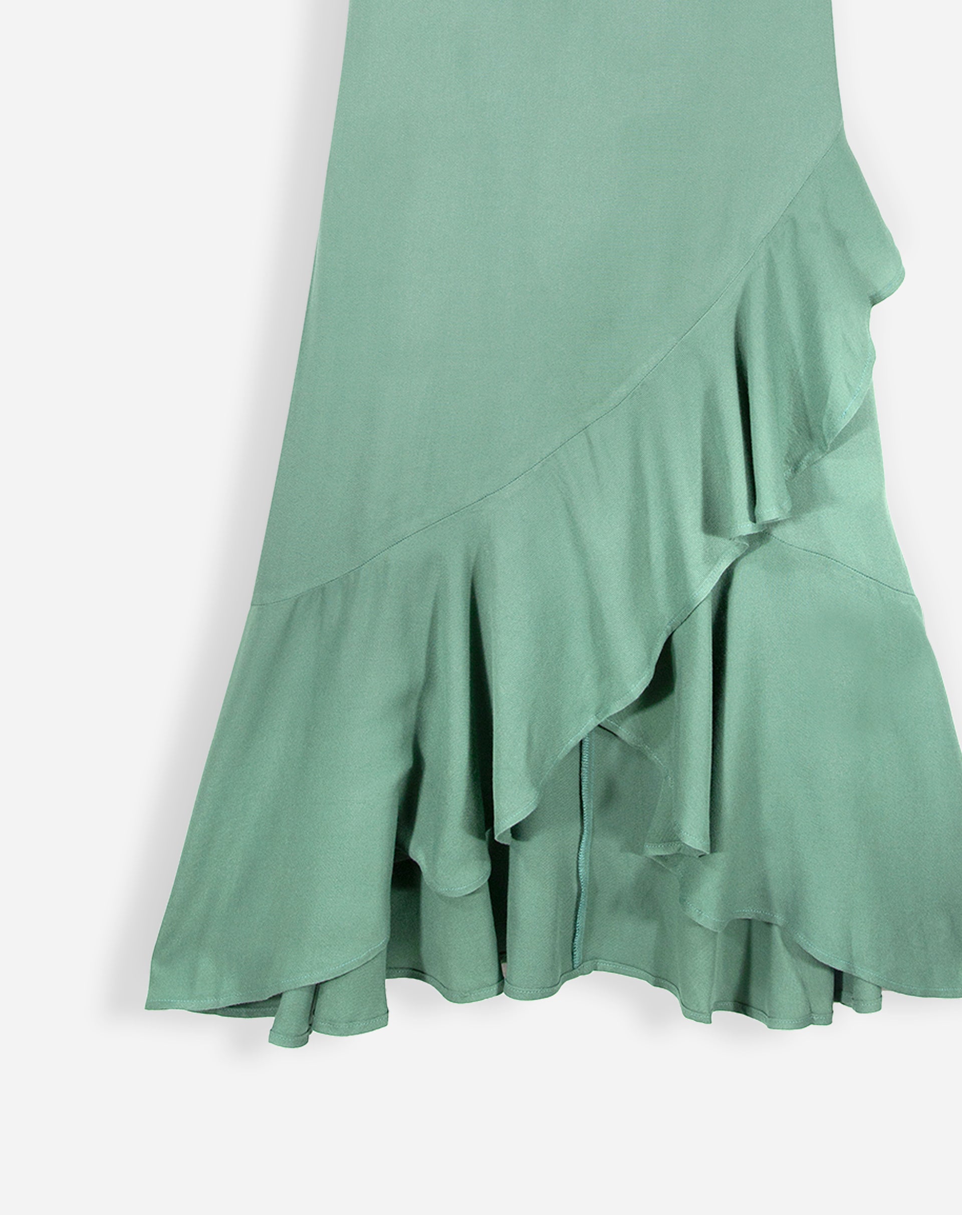 Vestido Midi Transpassado com Babado  - Verde