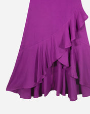 VESTIDO MIDI TRANSPASSADO COM BABADO  - ROXO