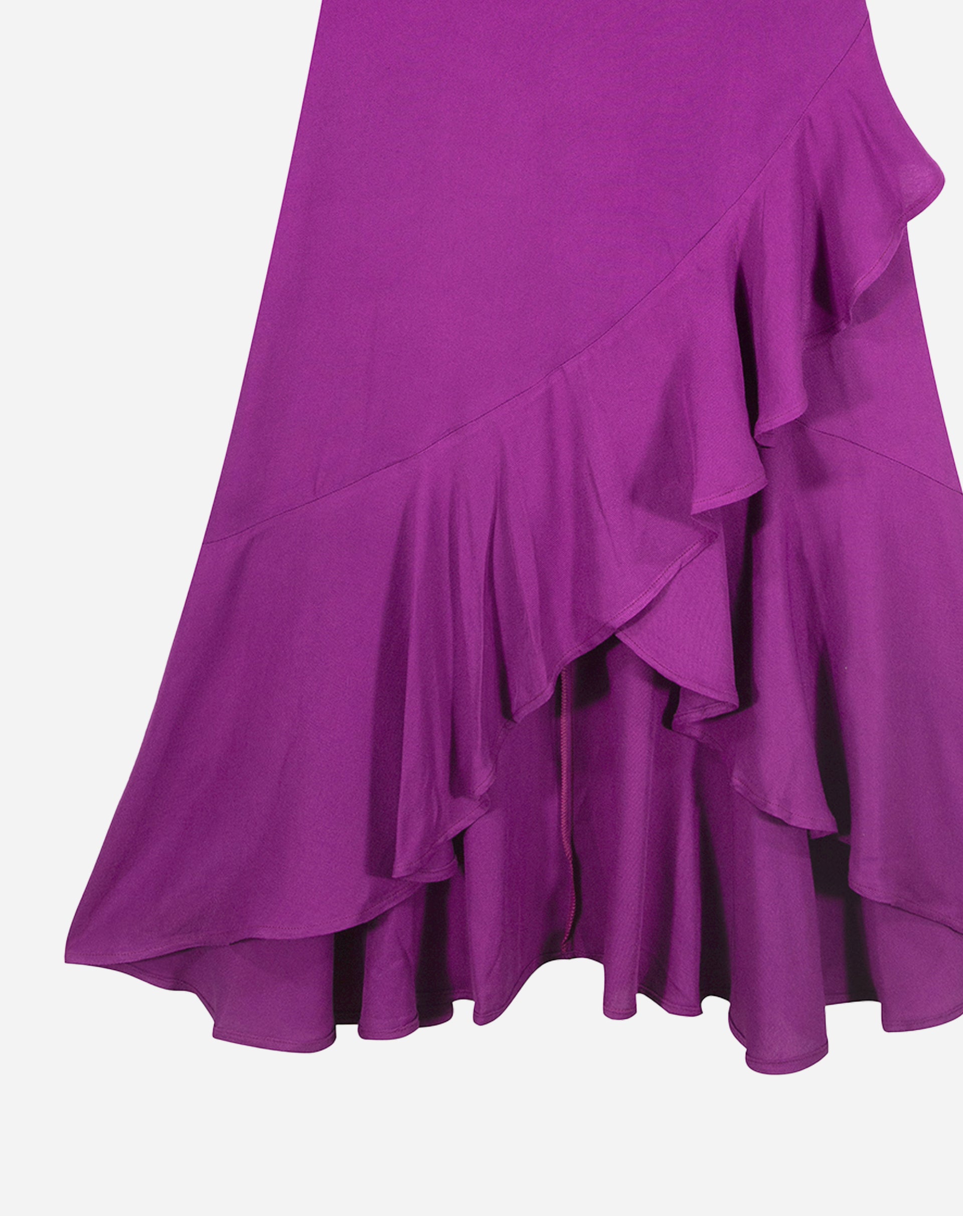 VESTIDO MIDI TRANSPASSADO COM BABADO  - ROXO