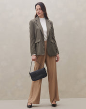 CALÇA VISCOSE CÓS ELÁSTICO COM FRISO - CAQUI