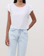 Blusa Texturizada com Manga de Babados  - Off-white