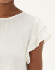 Blusa Texturizada com Manga de Babados  - Off-white