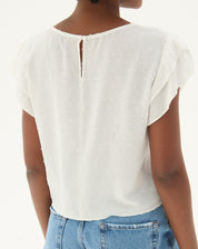 Blusa Texturizada com Manga de Babados  - Off-white