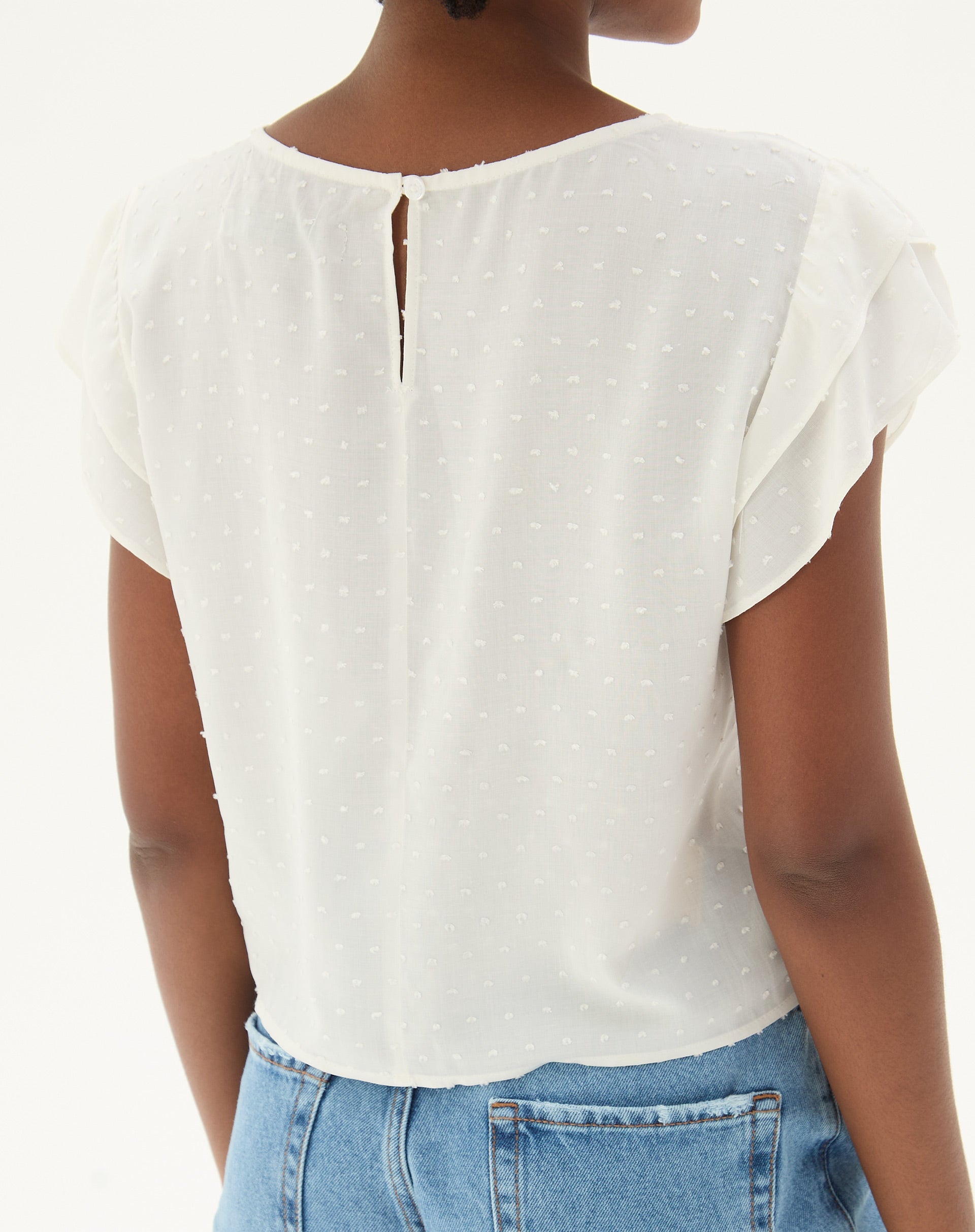 Blusa Texturizada com Manga de Babados  - Off-white