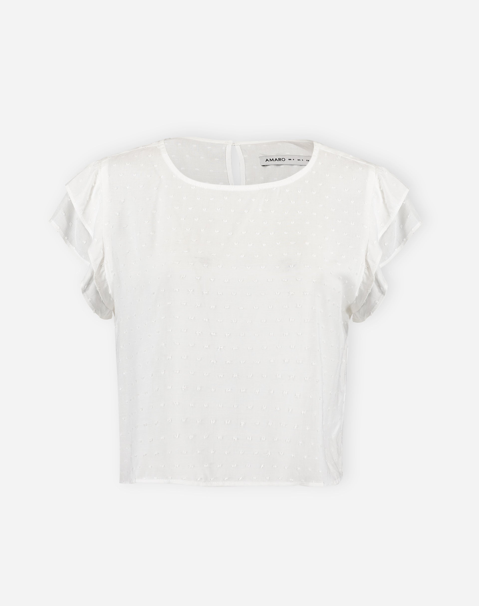 Blusa Texturizada com Manga de Babados  - Off-white