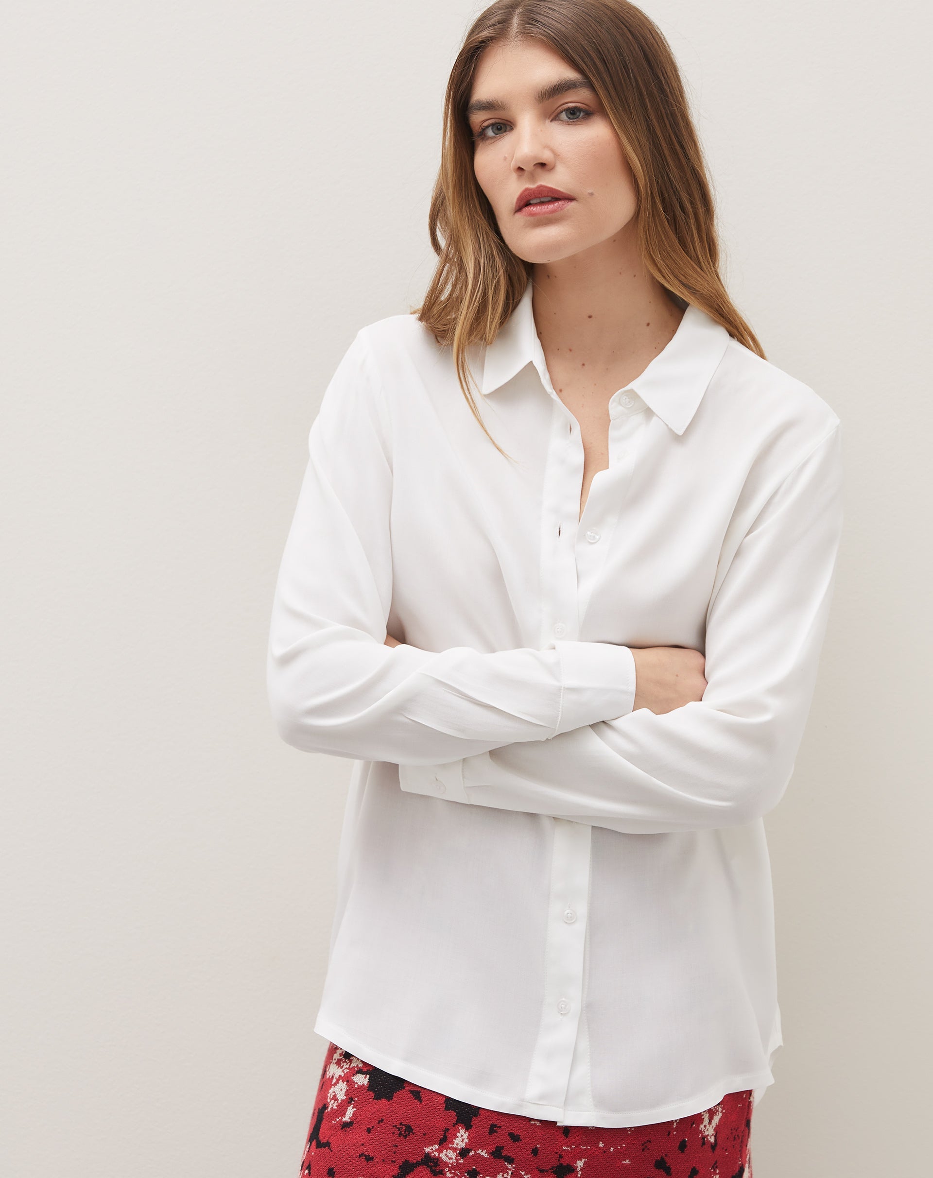 Camisa Manga Longa de Viscose - Branco