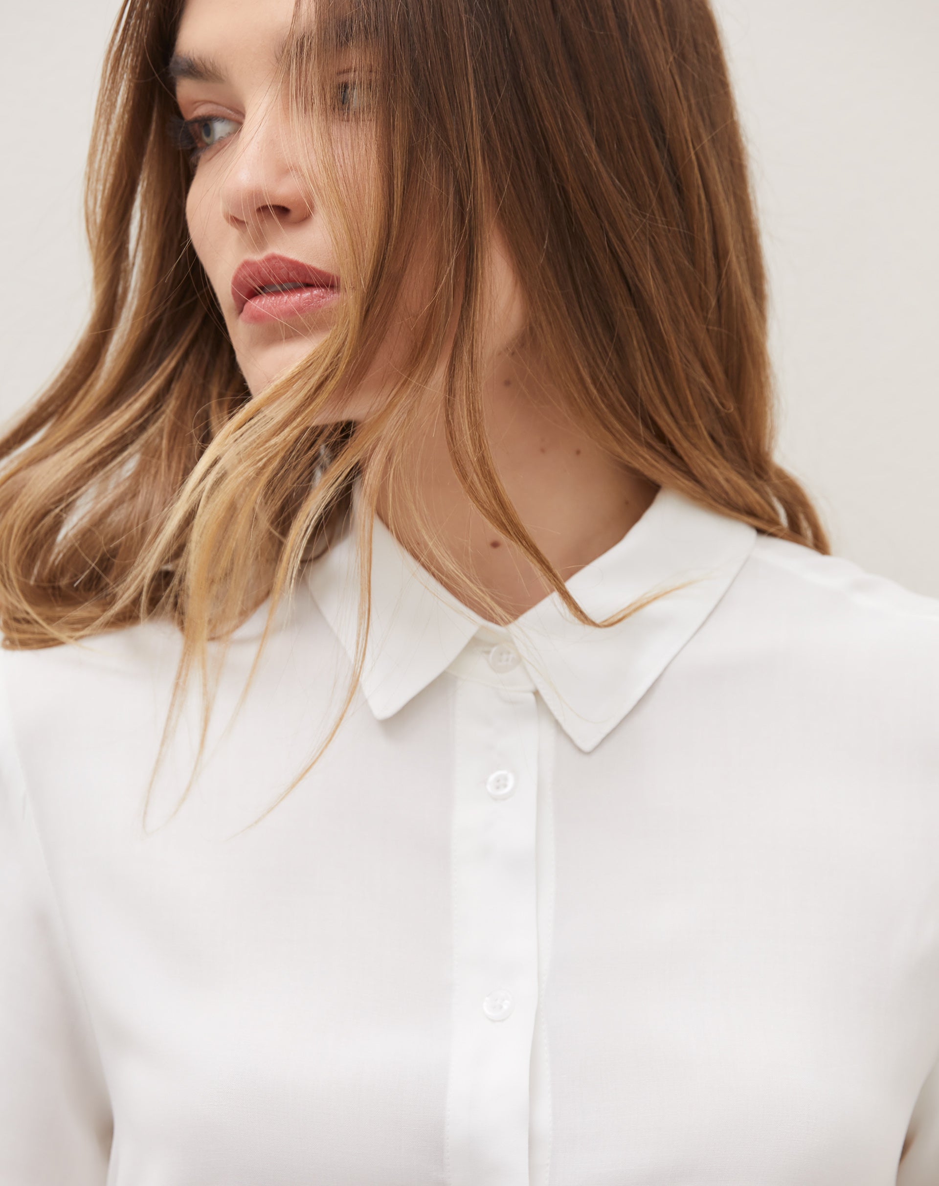 Camisa Manga Longa de Viscose - Branco