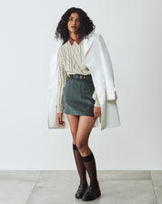 Suéter Manga Longa de Tricot Trançado - Areia