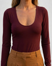 Body Decote U de Malha - Vinho