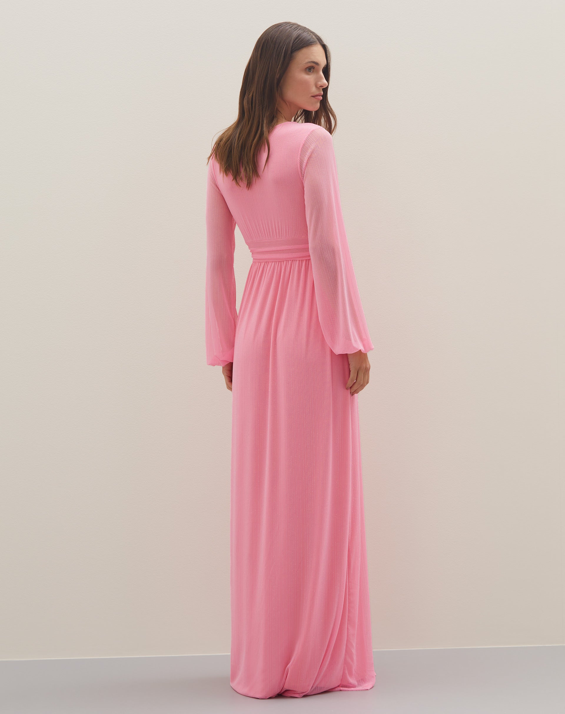 Vestido Longo Tule com Lurex - Rosa