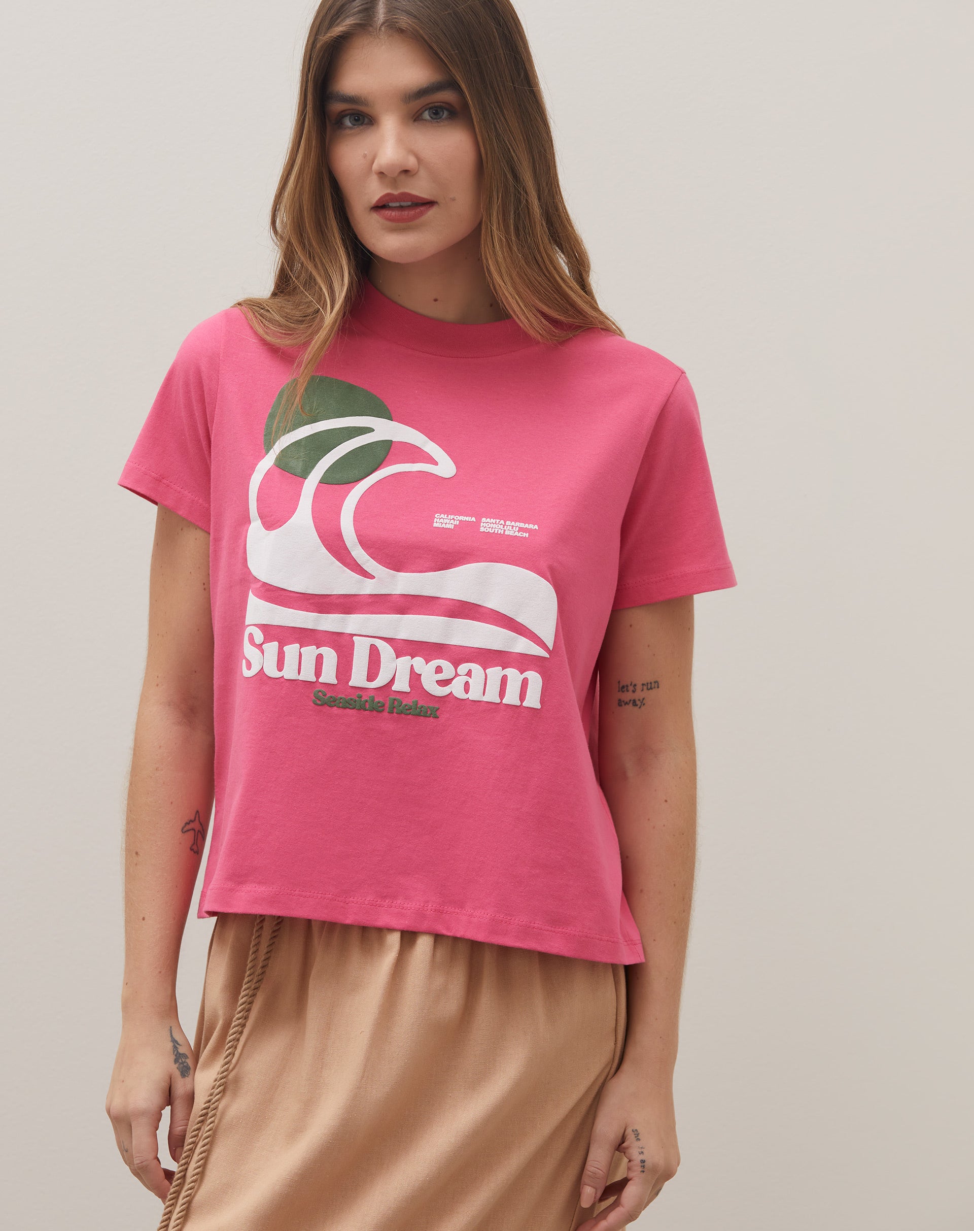 T-shirt Cropped Estampada - Rosa