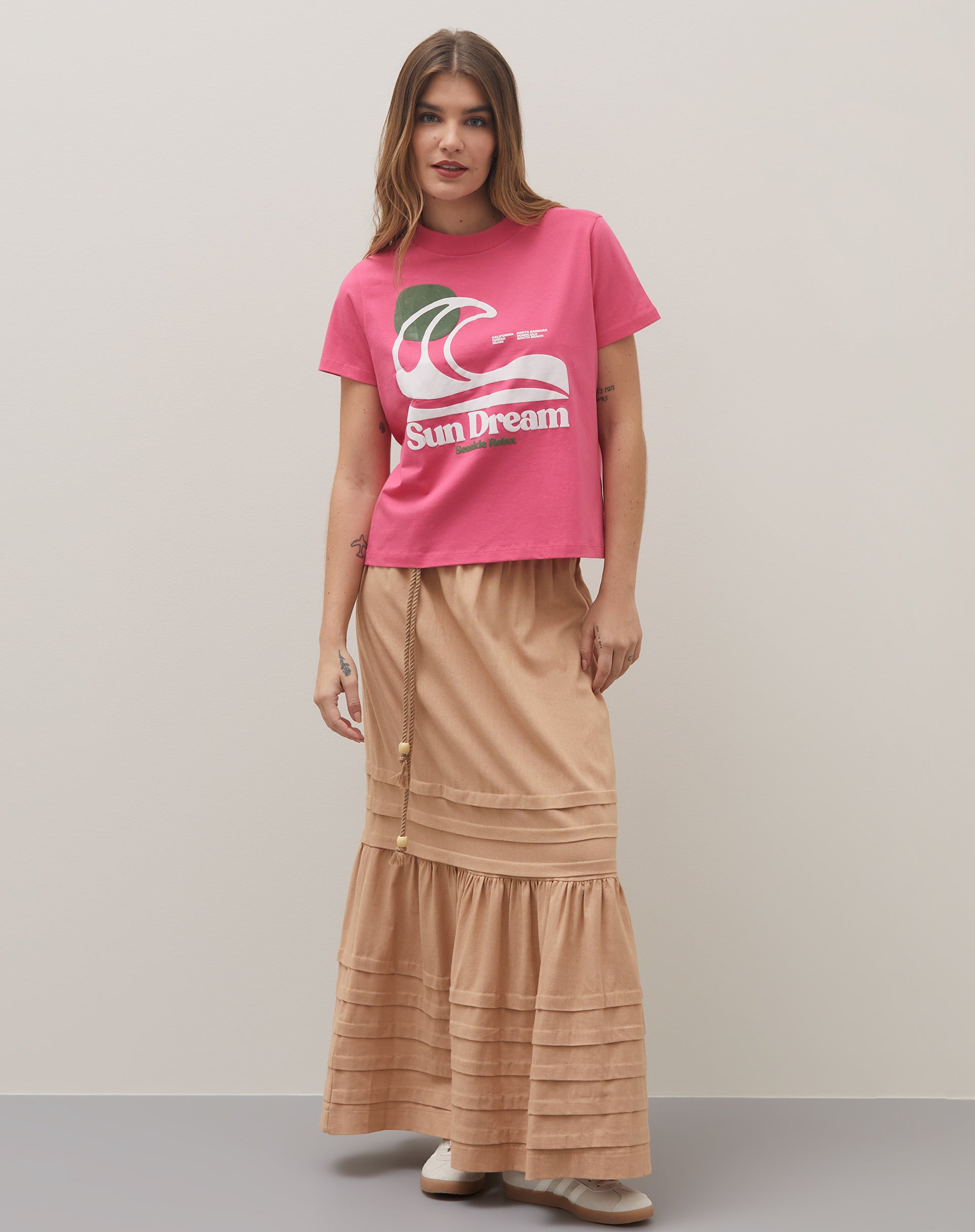 T-shirt Cropped Estampada - Rosa