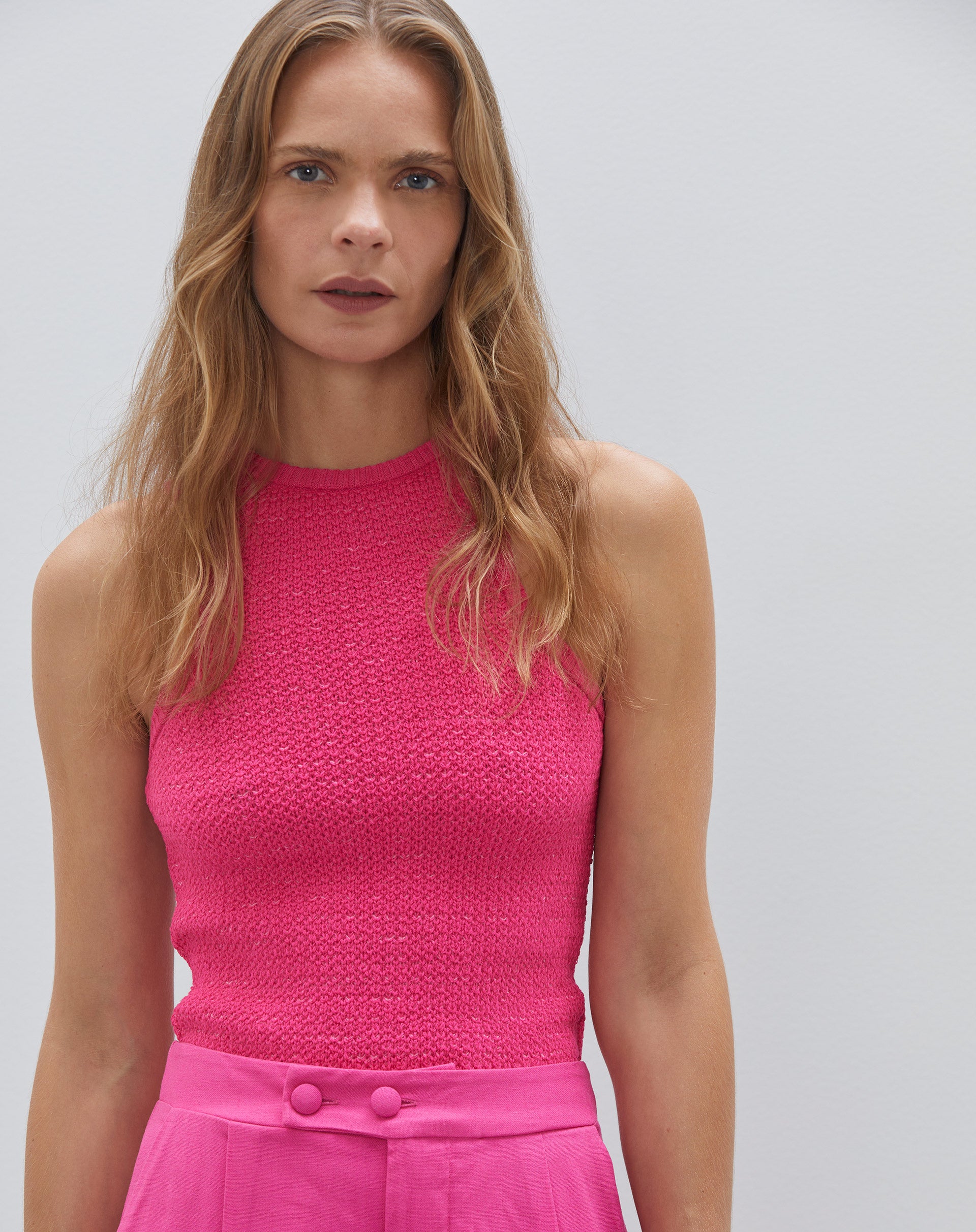 Regata Halter Neck de Tricot  - Rosa