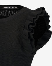 Blusa de Tricot com Manga de Babados  - Preto