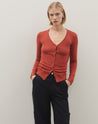 Cardigan Regular Decote V - Vermelho