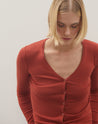 Cardigan Regular Decote V - Vermelho