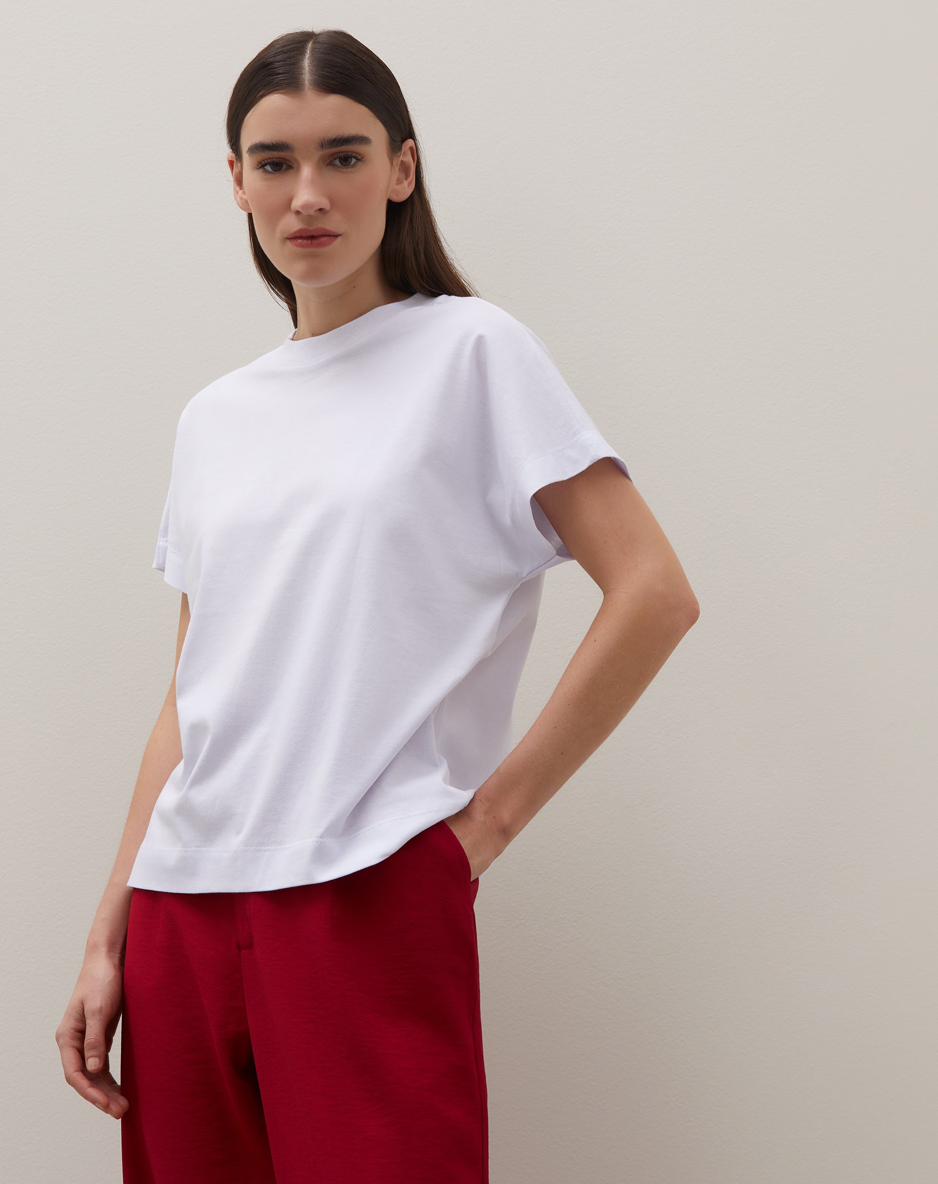 Camiseta Oversized de Malha de Algodão - Branco