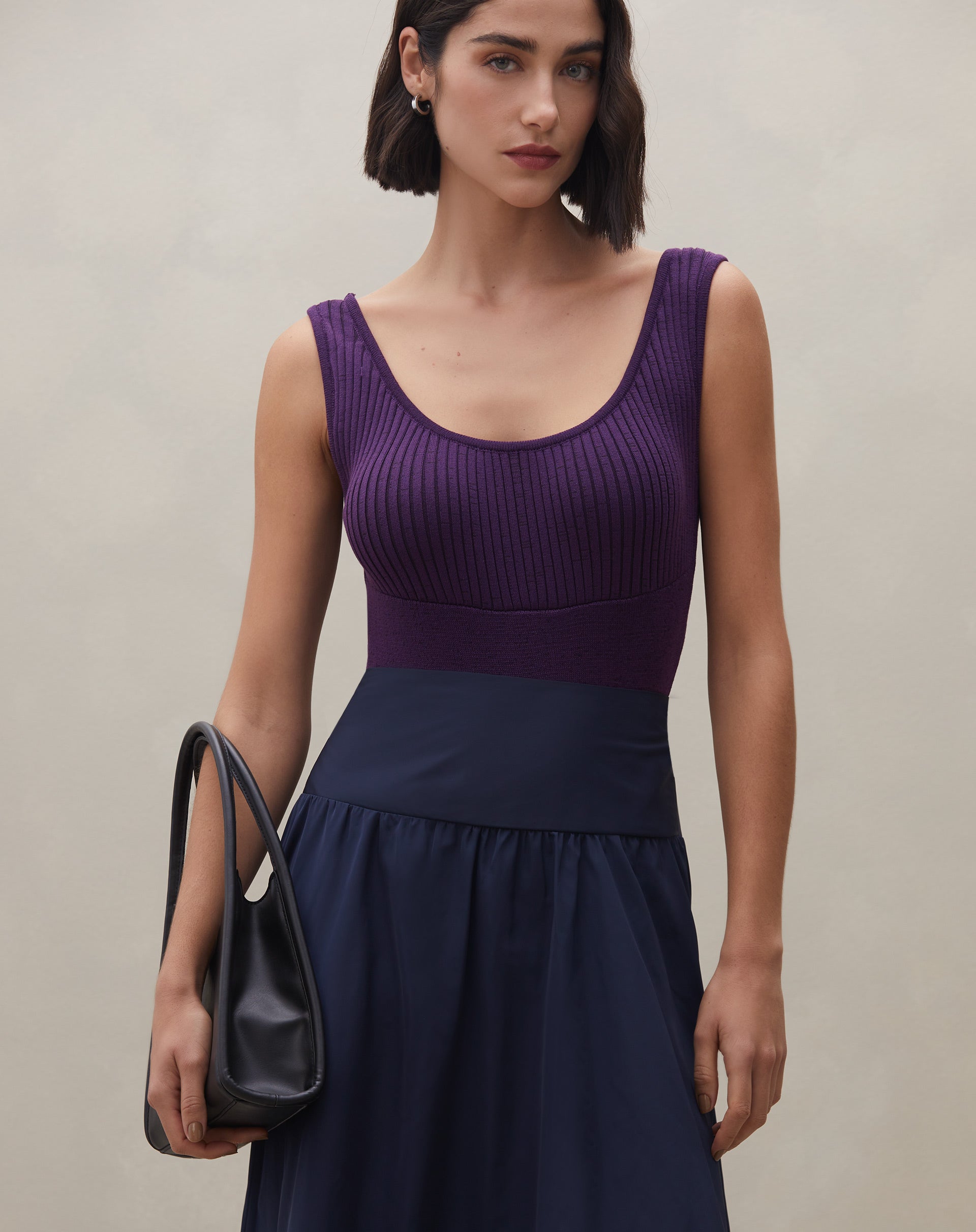 Body Decote U de Tricot - Roxo