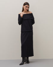 BLUSA MANGA LONGA OMBRO A OMBRO  - PRETO