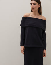 BLUSA MANGA LONGA OMBRO A OMBRO  - PRETO