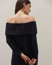BLUSA MANGA LONGA OMBRO A OMBRO  - PRETO