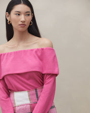 Blusa Manga Longa Ombro a Ombro  - Rosa