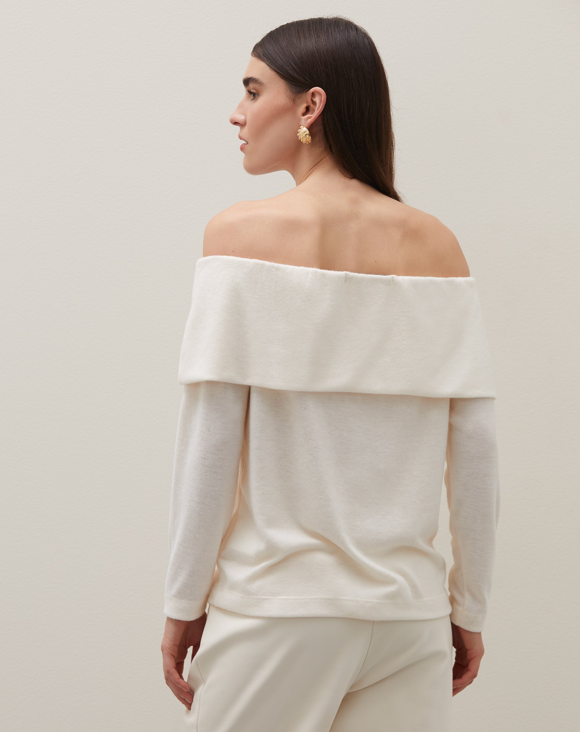 Blusa Manga Longa Ombro a Ombro  - Off-white