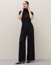 Calça Wide Leg de Malha - Preto