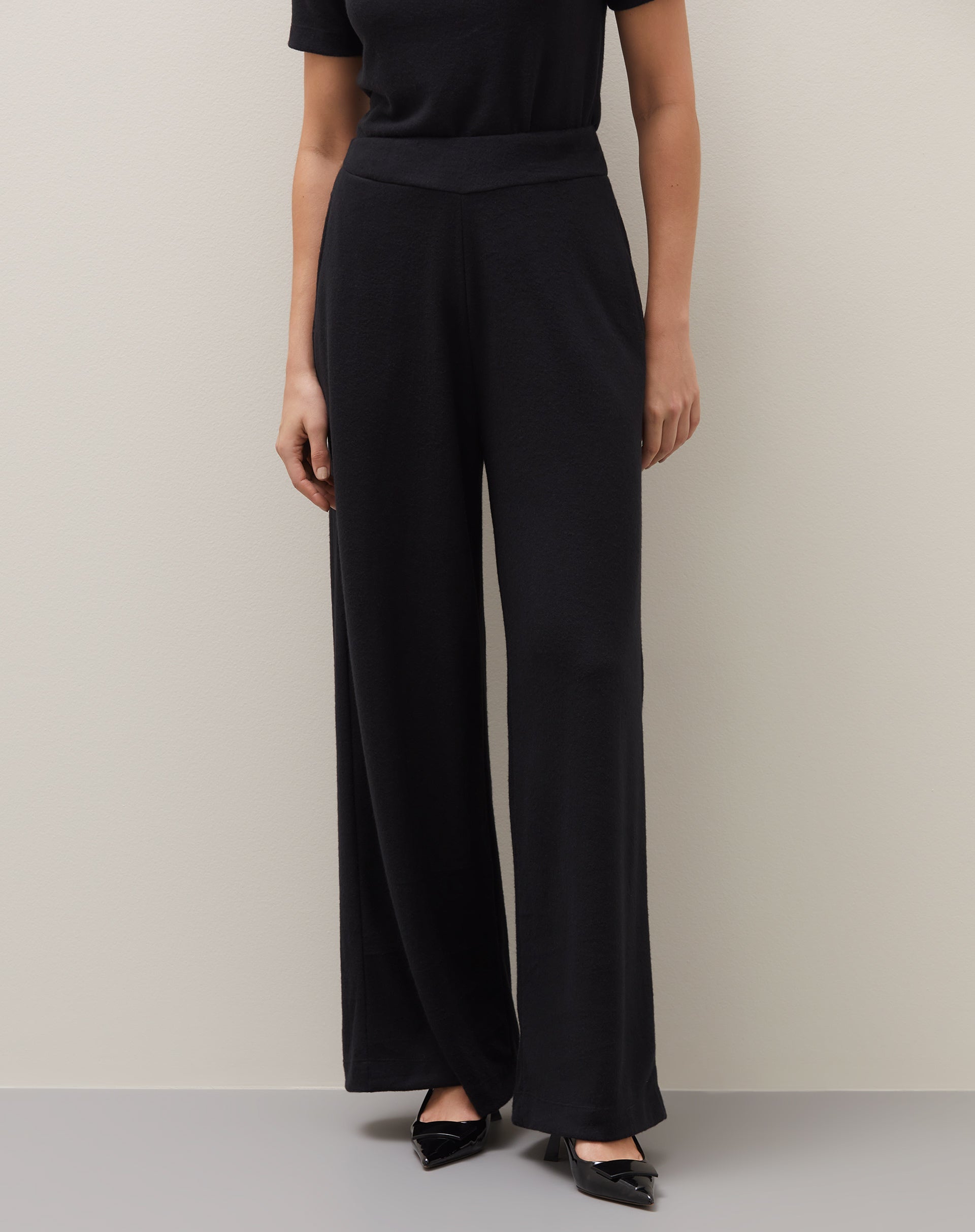 Calça Wide Leg de Malha - Preto