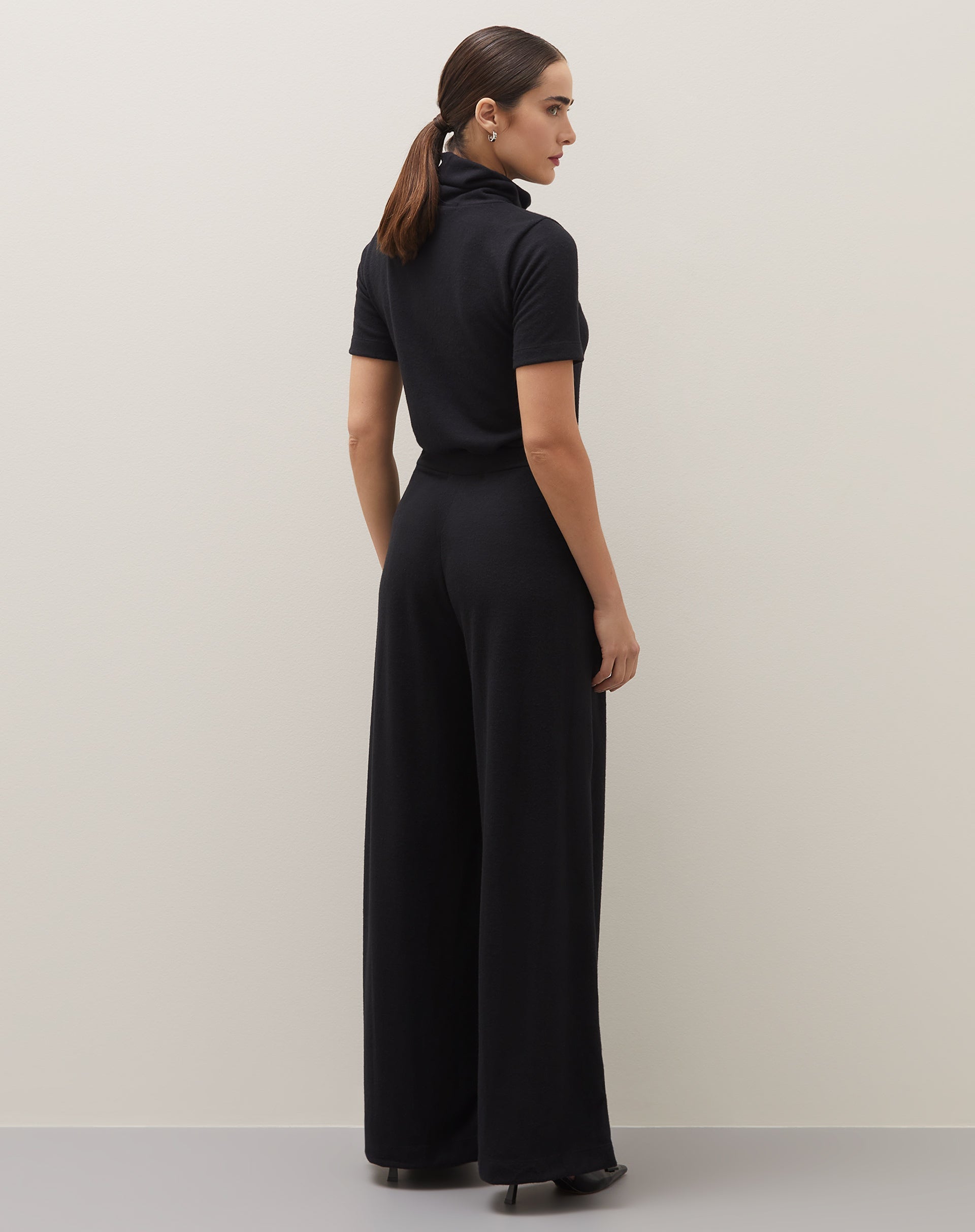 Calça Wide Leg de Malha - Preto