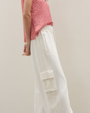 Calça Wide Leg Moletom Cargo - Cru