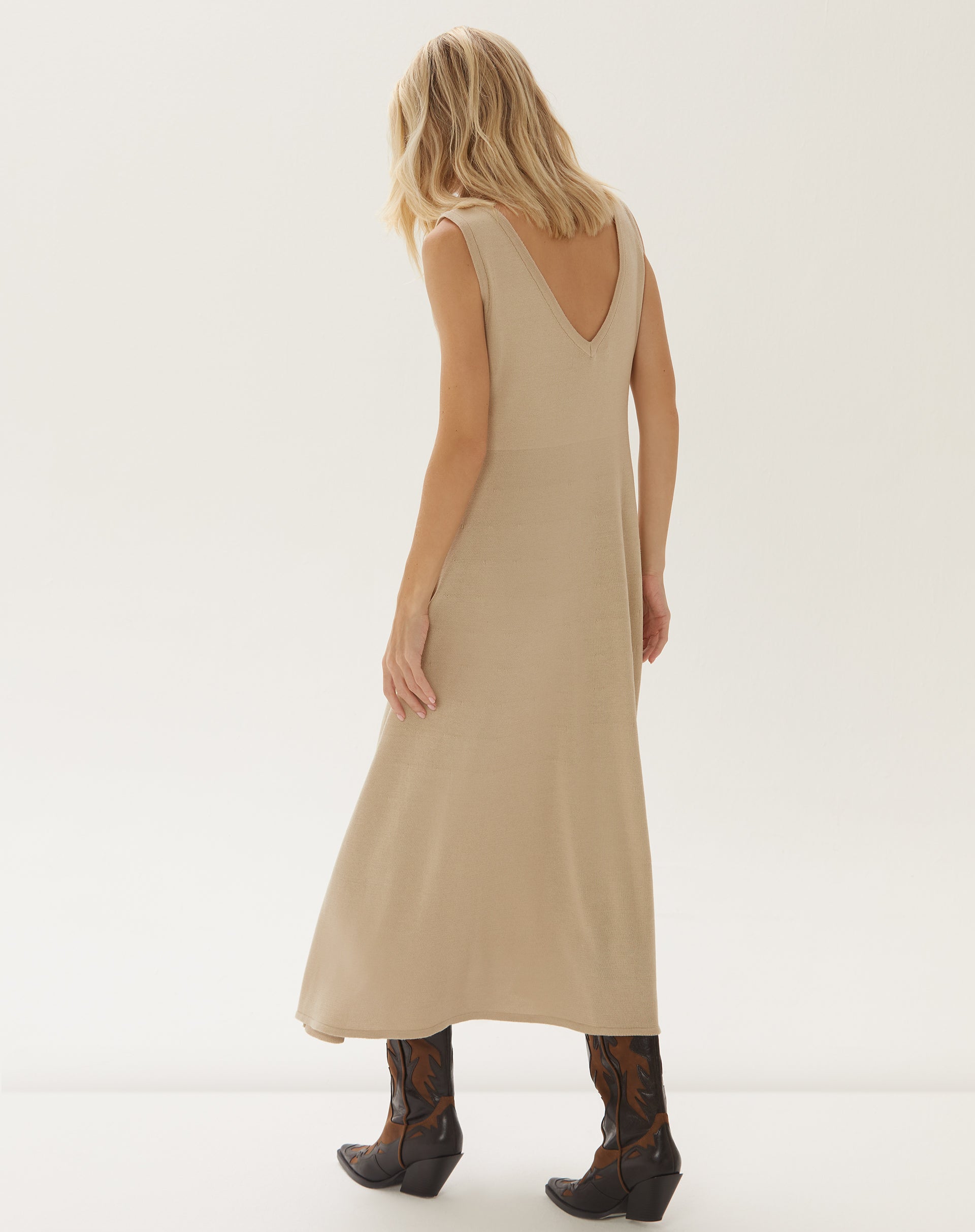 Vestido Midi de Tricot - Caqui