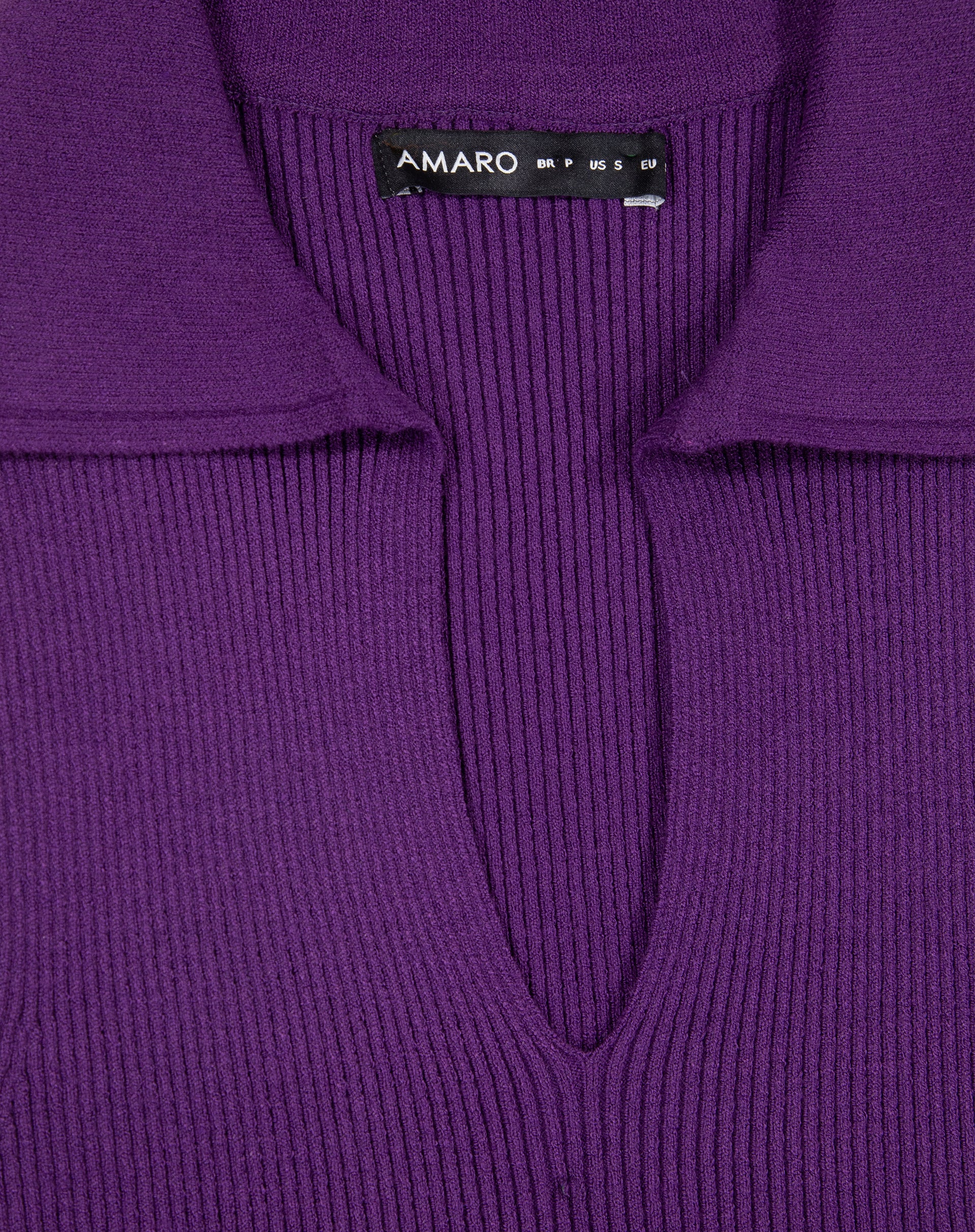 Regata Gola Polo Tricot Canelado - Roxo Escuro