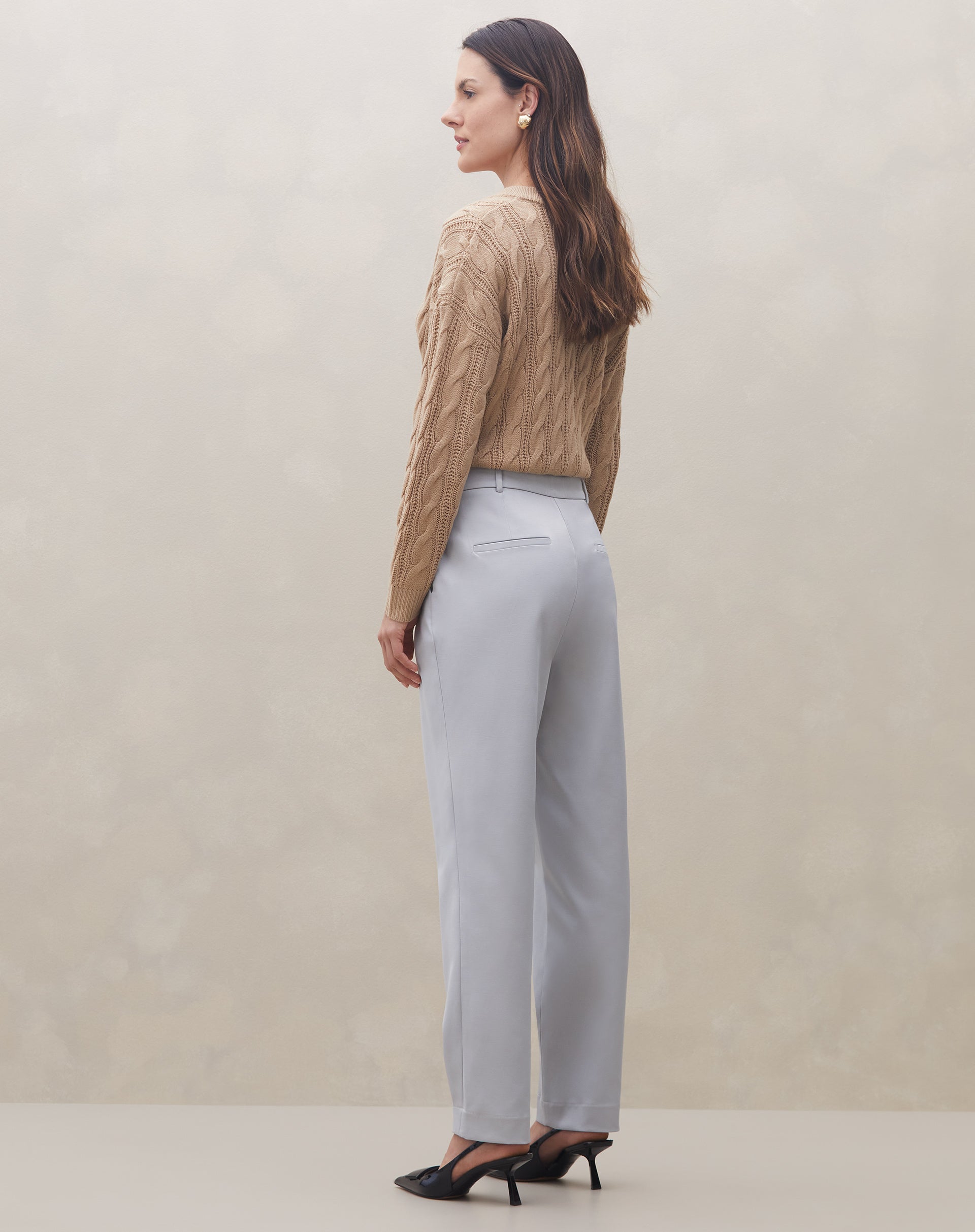 Calça Slim com Pregas de Alfaiataria - Cinza