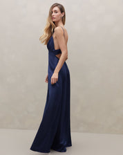 Vestido Longo de Alça Alfaiataria  - Azul Marinho