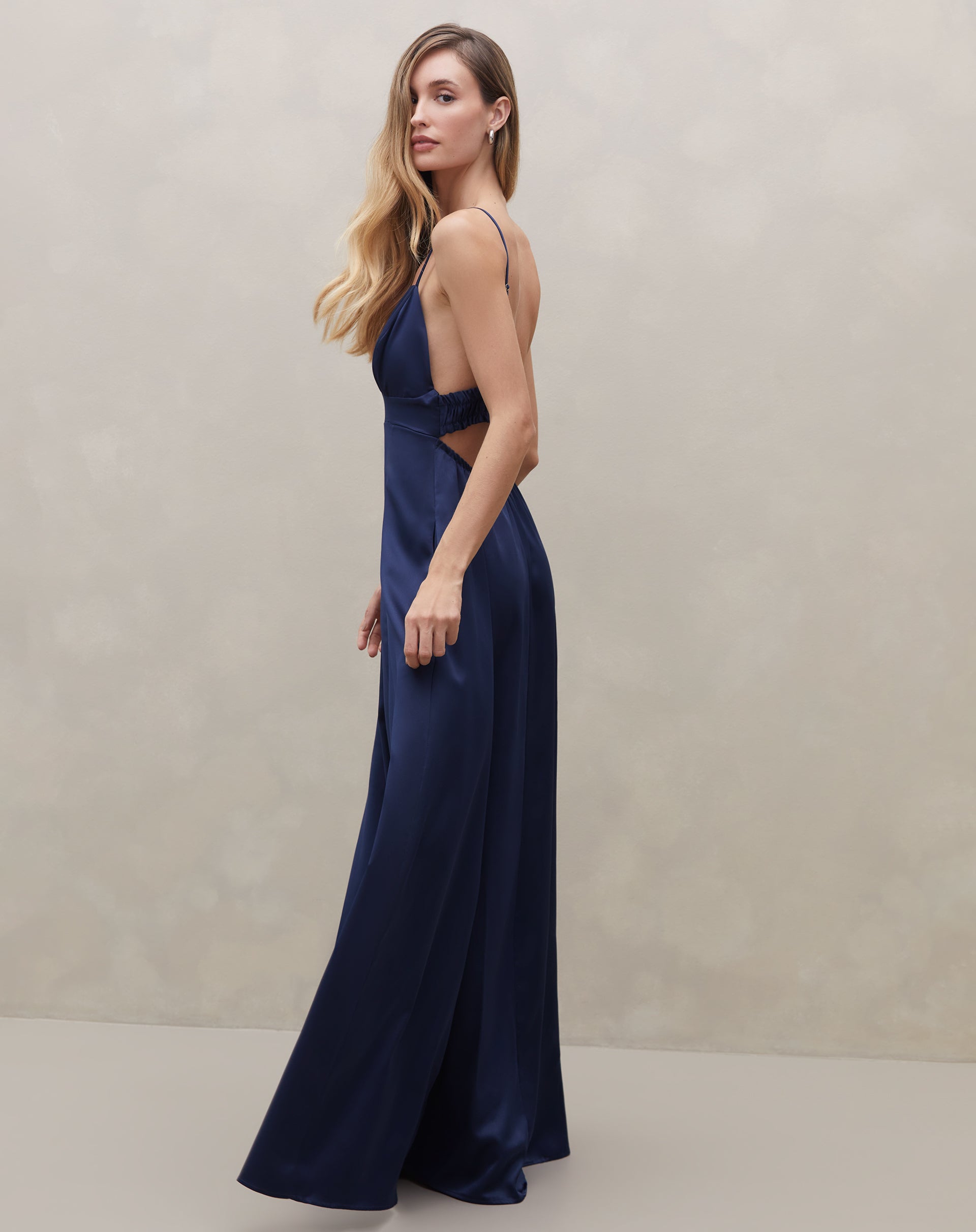 Vestido Longo de Alça Alfaiataria  - Azul Marinho