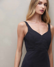 Vestido Decote V Alfaiataria - Preto