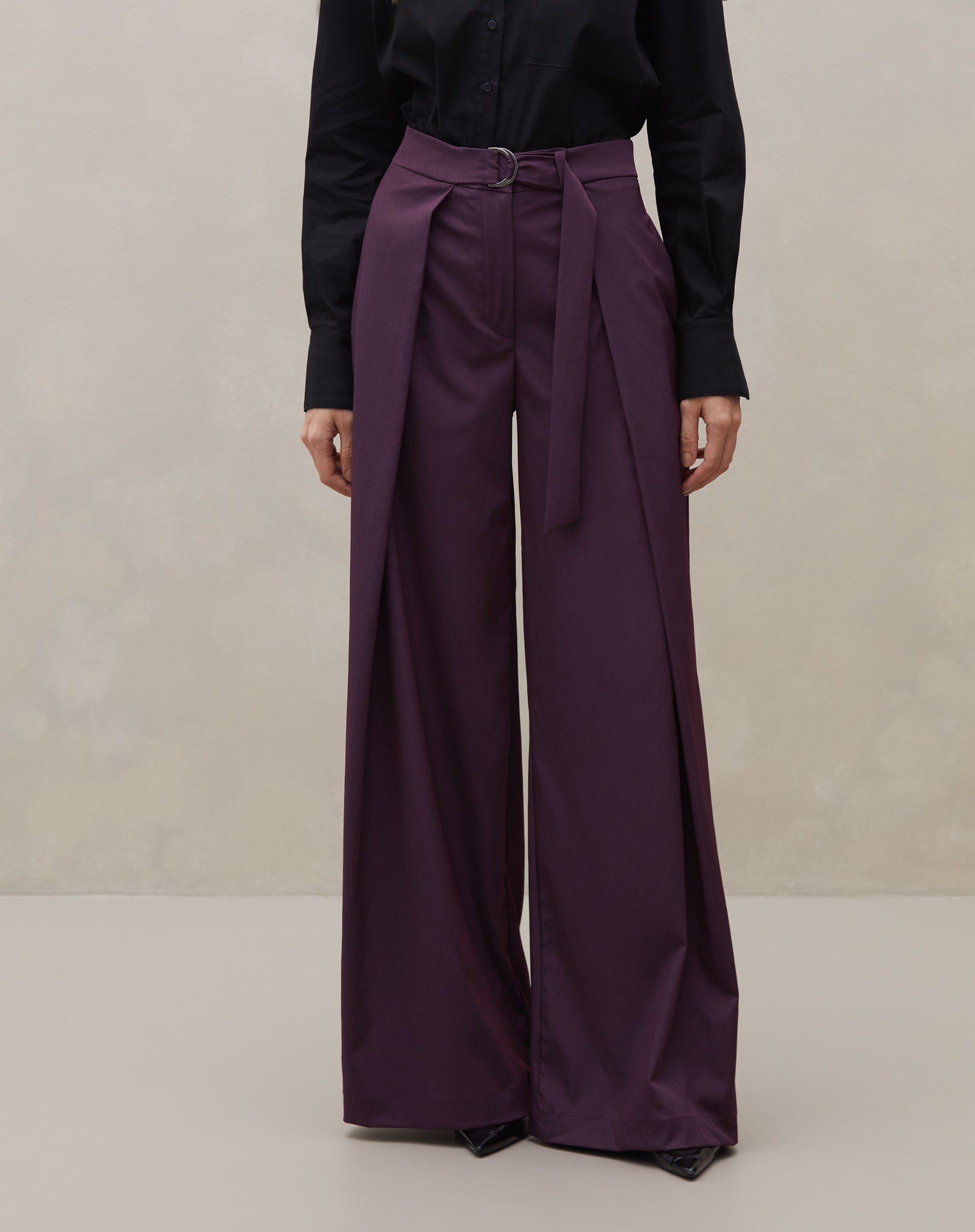 Calça Wide Leg Cintura Alta - Roxo