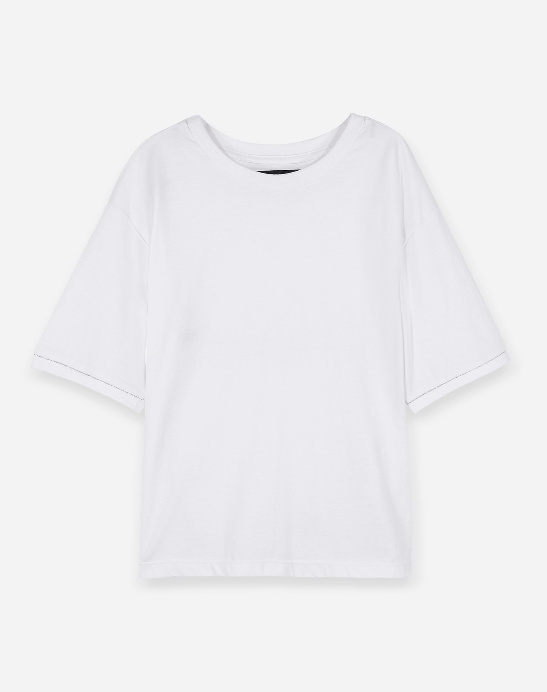 Camiseta com Aplicação nos Punhos de Malha - Off-white