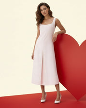 Vestido Regata Alfaiataria Midi - Rosa Claro