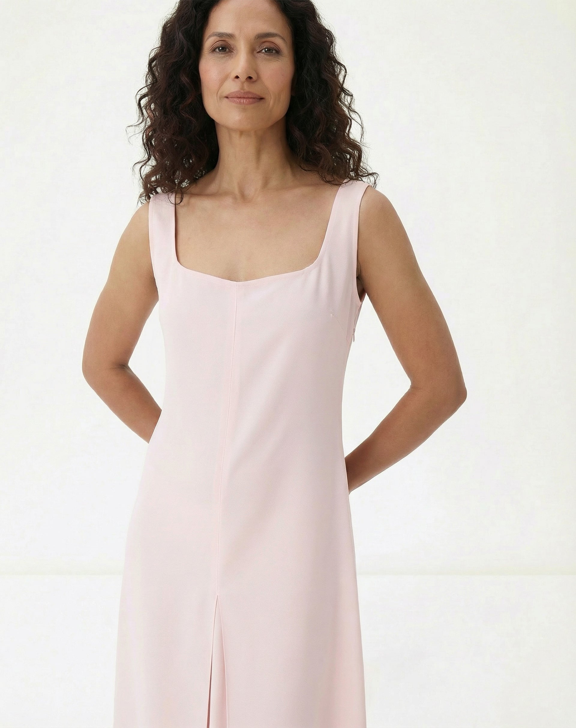 Vestido Regata Alfaiataria Midi - Rosa Claro