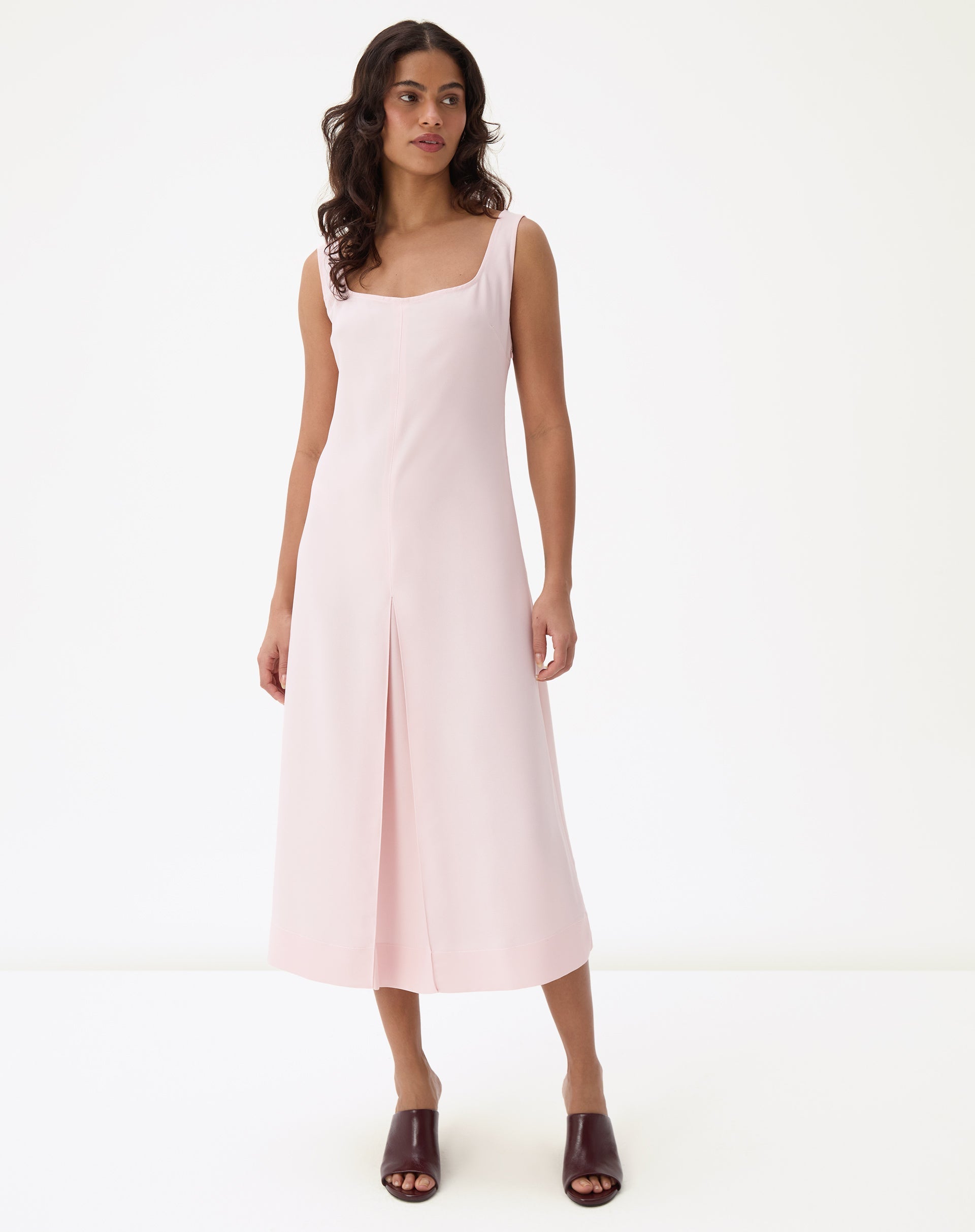 Vestido Regata Alfaiataria Midi - Rosa Claro