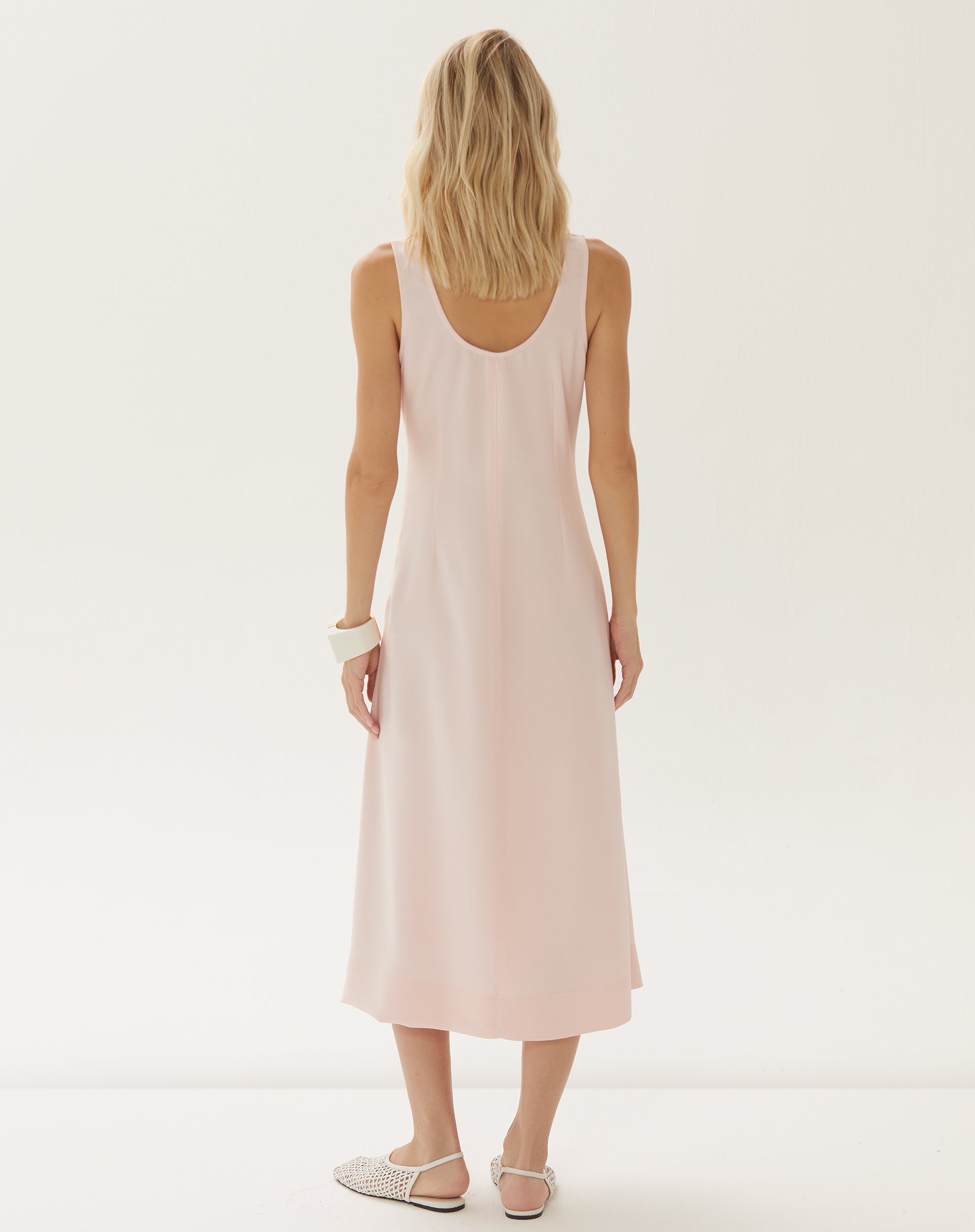 Vestido Regata Alfaiataria Midi - Rosa Claro