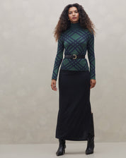 Saia Longa com Fenda Lateral de Malha - Preto