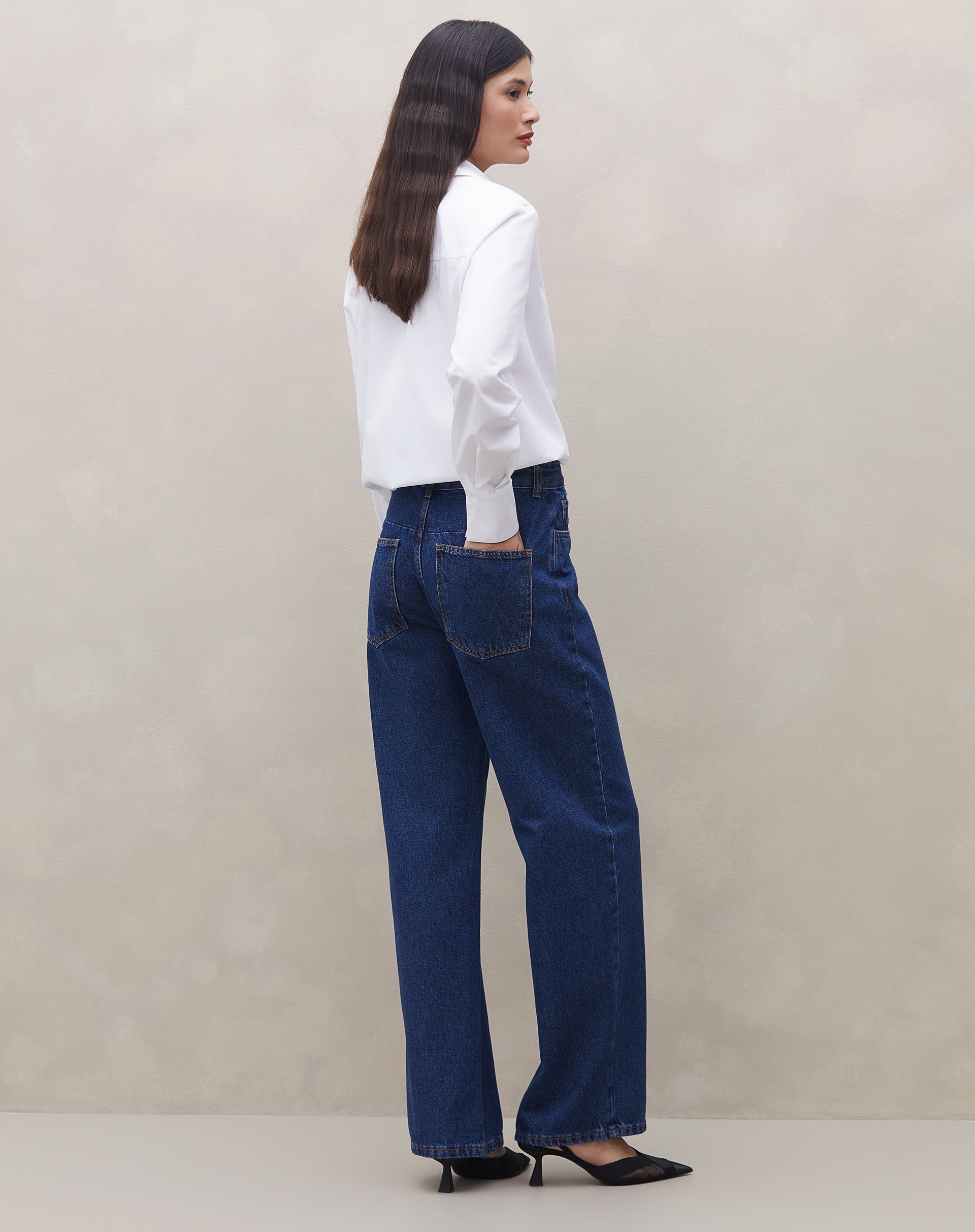 Calça Reta Jeans - Azul Escuro