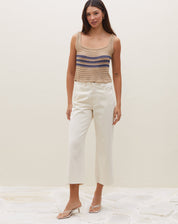 Calça Sarja Wide Cropped  - Off-white